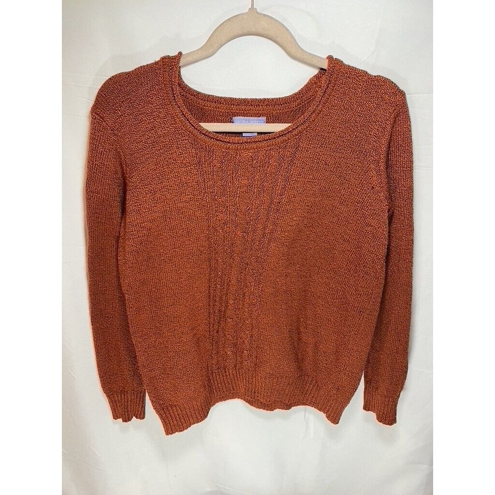 Laura Scott Sweater Womens Large Orange Round Neck Long Sleeve Pullover Ladies.
